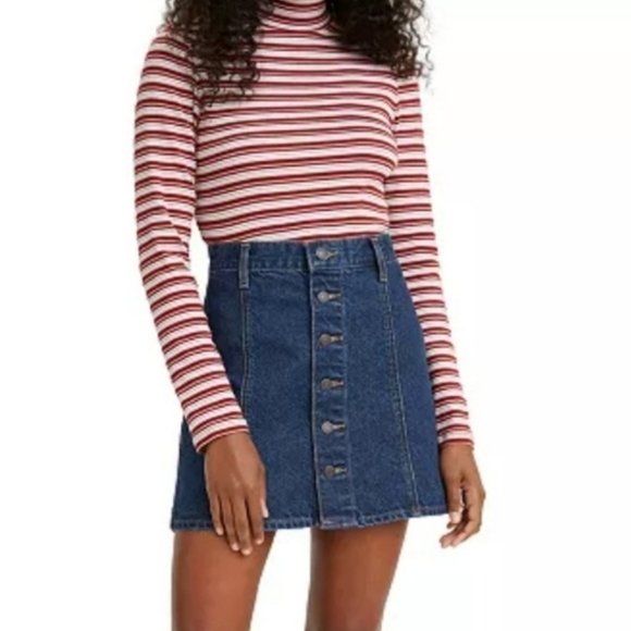 🎁💜Levi's A-Line Button Front Jean Skirt - Picture 3 of 7